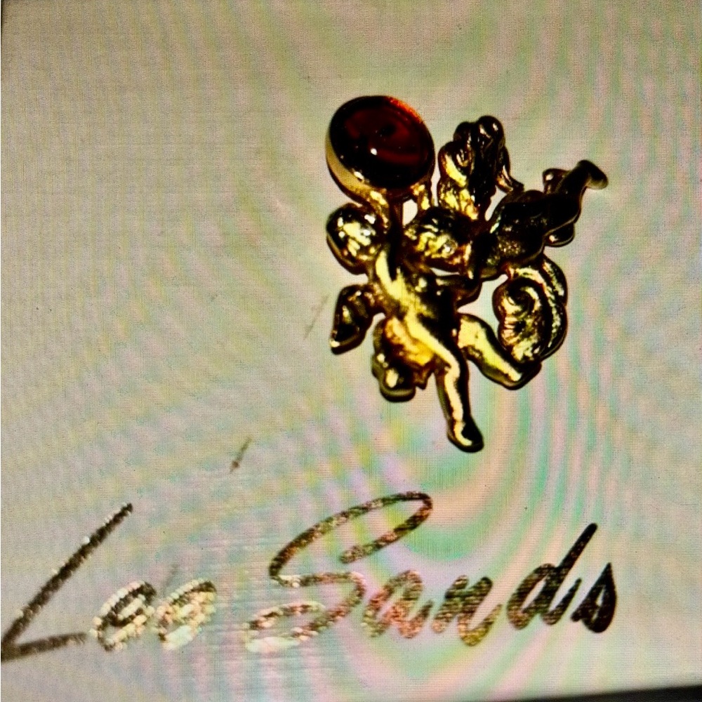 NIB Lee Sands Gold Tone Baltic Amber Angel Cherub Brooch